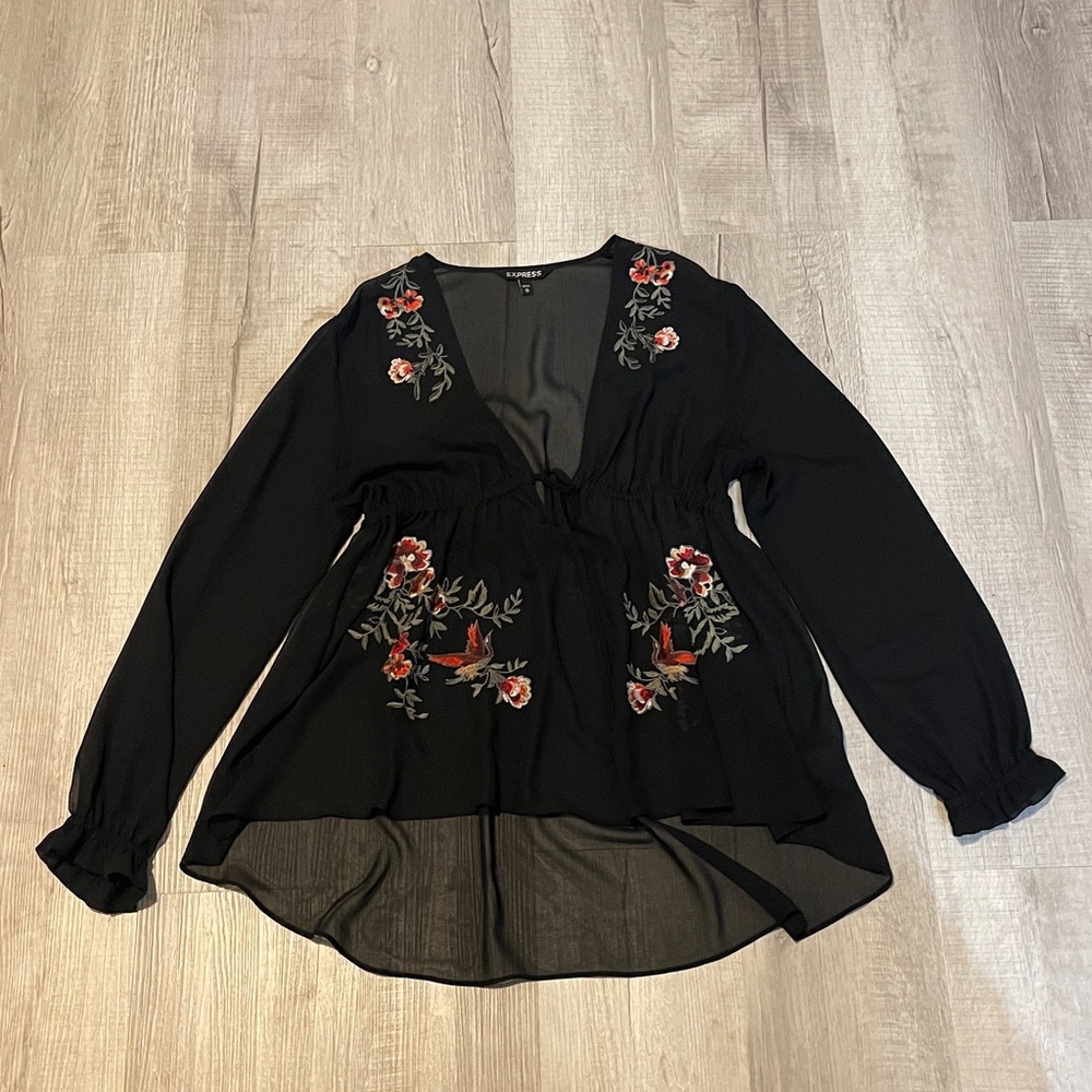 Express Black Sheer Blouse.